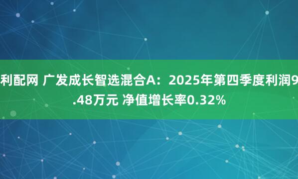 利配网 广发成长智选混合A：2025年第四季度利润9.48万元 净值增长率0.32%