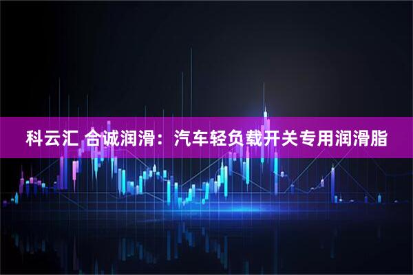 科云汇 合诚润滑：汽车轻负载开关专用润滑脂